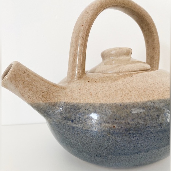 Handmade Pottery Teapot – Rustic Glazed Stoneware Ceramic, Beige and Grey - Picture 5 of 11